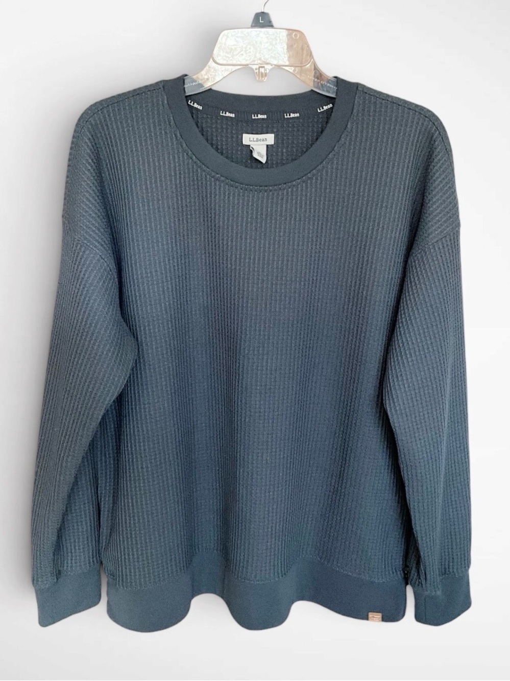 LL Bean Men’s Waffle Knit Thermal Long-Sleeve Sweater Side Zippers